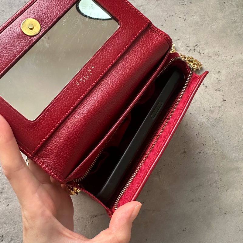 中古 Celine 圓環扣化妝袋 小廢包 單肩包-12