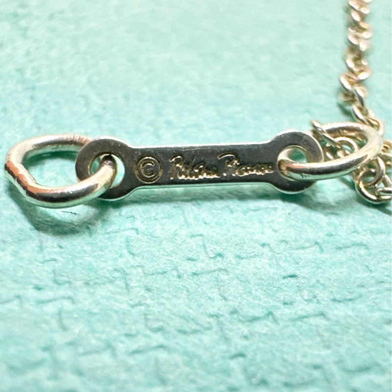 TIFFANY&Co 鑲真鑽愛心緞帶純銀項鍊-8