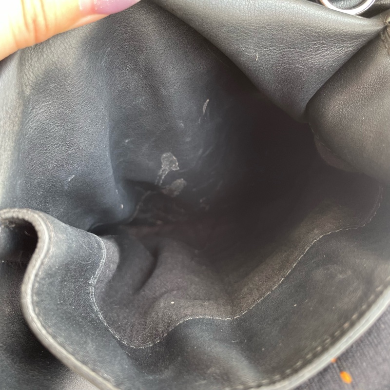 Hermes 黑皮革橘車線手提兩用包-17