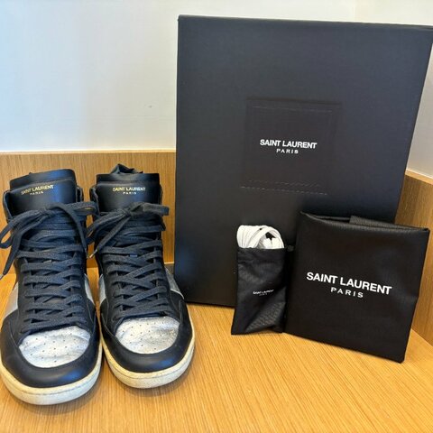 【六成新】Saint Laurent 黑銀 SL/10 高筒運動鞋 EU44號