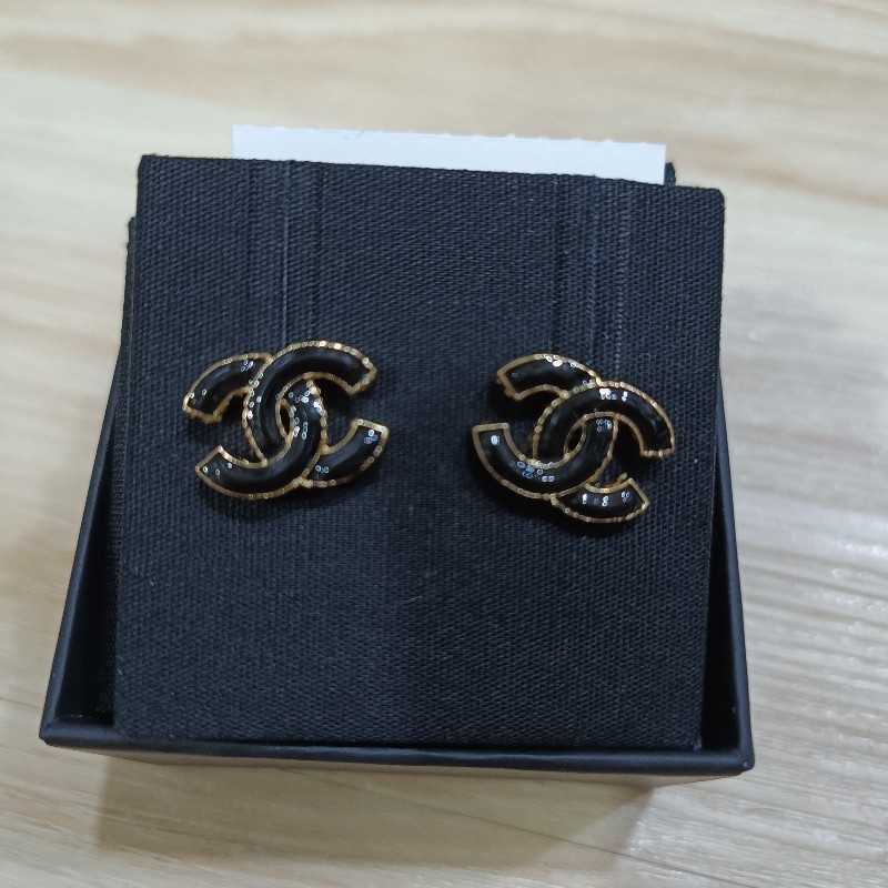 香奈兒 琺瑯經典雙C 耳環-0