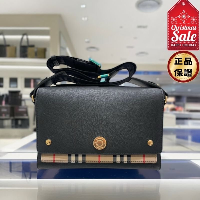 🎊佳節特賣🎁Burberry 80211101 Note 翻蓋單肩包 黑色-0