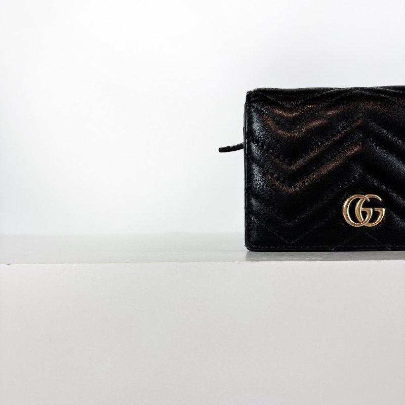 Gucci Marmont 馬夢短夾 黑色款-4