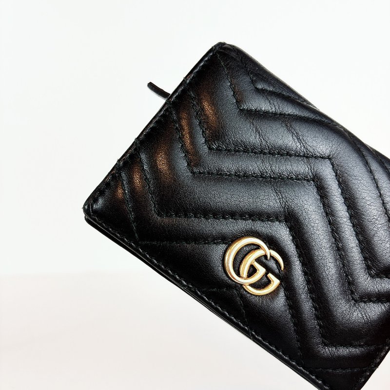 Gucci Marmont 馬夢短夾 黑色款-10