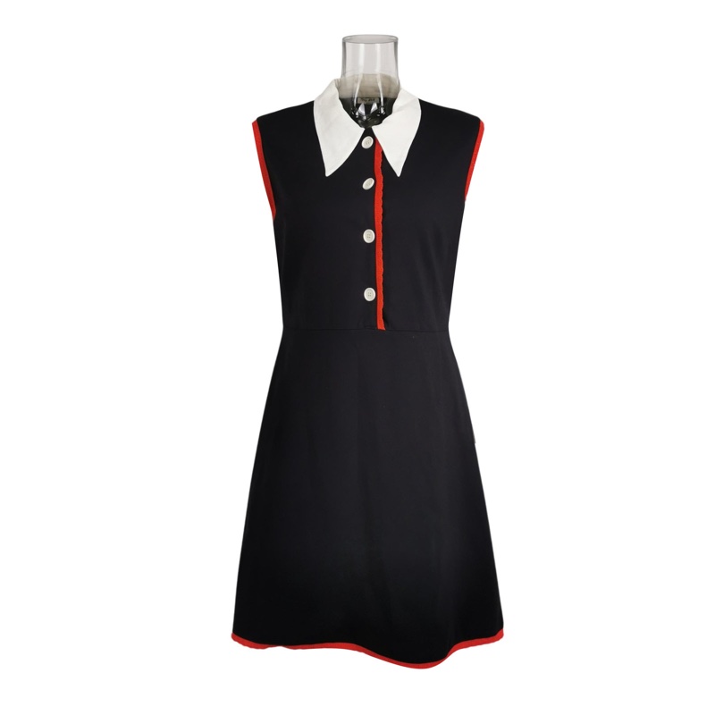 Miu Miu 撞色翻領無袖連衣裙XL碼-0