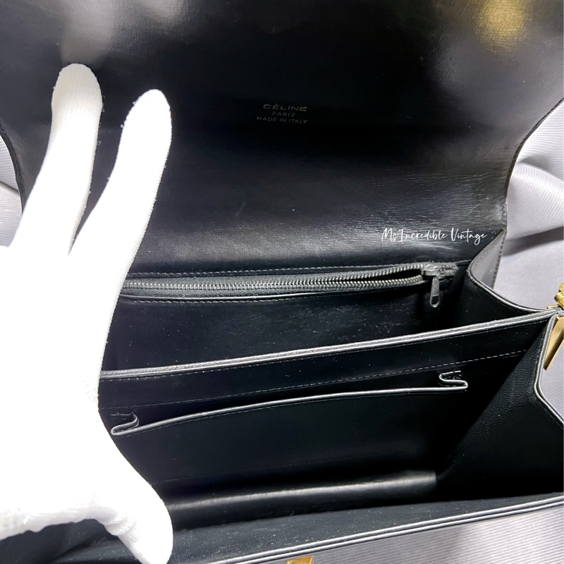 Celine黑金小馬車扣腋下包-14