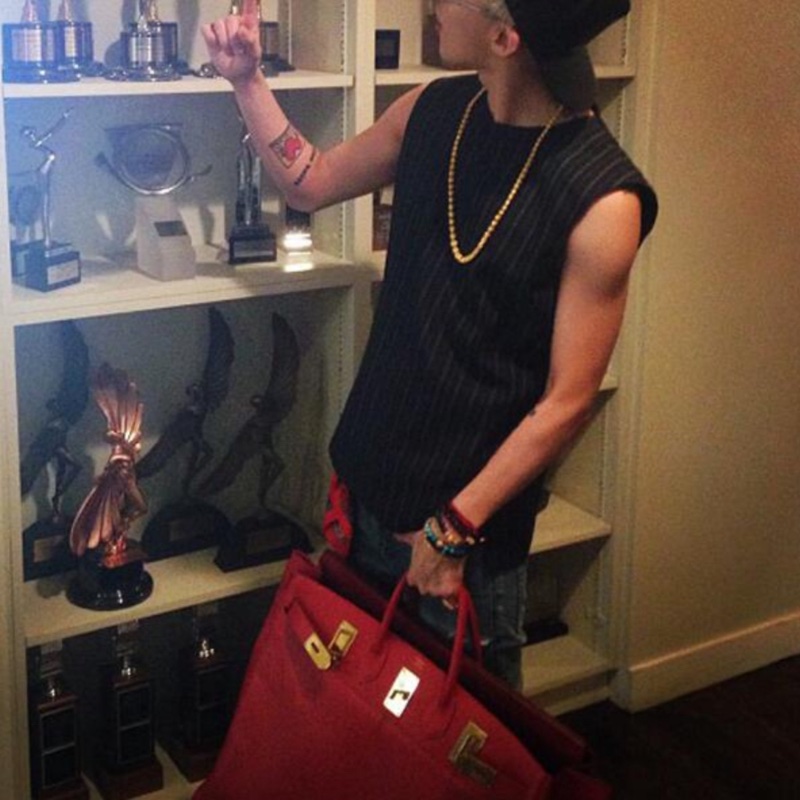 Hermes HAC Birkin 50 紅色銀扣 GD 權志龍同款-5