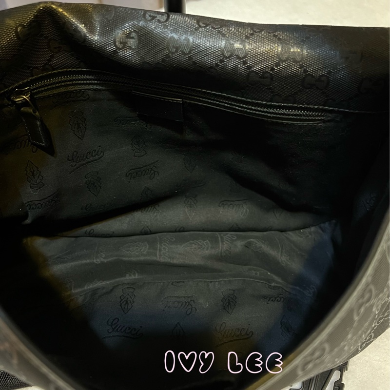 Gucci PVC防水 斜背包 側背包 郵差包 經典黑 201732（售出）  二手精品-6