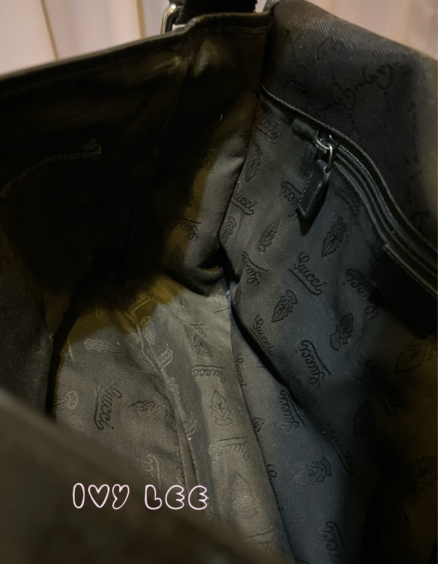 Gucci PVC防水 斜背包 側背包 郵差包 經典黑 201732（售出）  二手精品-7