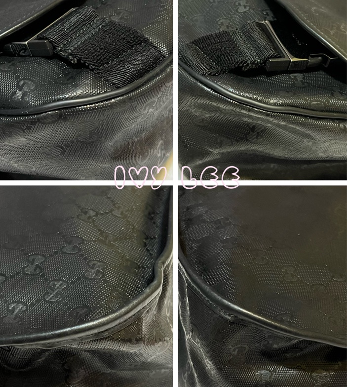 Gucci PVC防水 斜背包 側背包 郵差包 經典黑 201732（售出）  二手精品-14