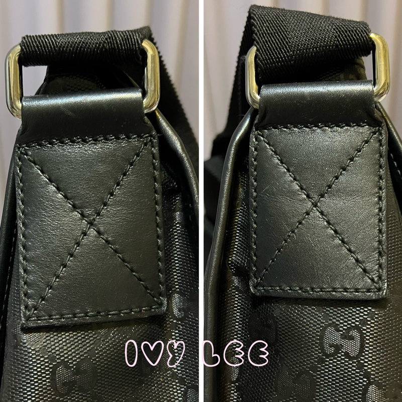 Gucci PVC防水 斜背包 側背包 郵差包 經典黑 201732（售出）  二手精品-16