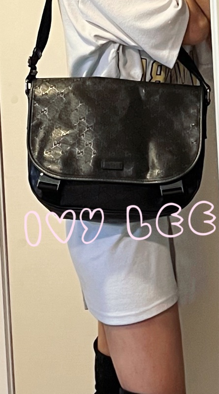 Gucci PVC防水 斜背包 側背包 郵差包 經典黑 201732（售出）  二手精品-24