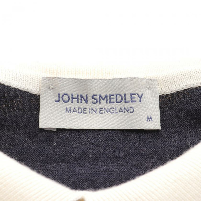 【日本直送】 JOHN SMEDLEY 約翰 斯梅德利 牧師 針織 馬球 襯衫 針織 羊毛 黑暗的 灰色的 象牙-2