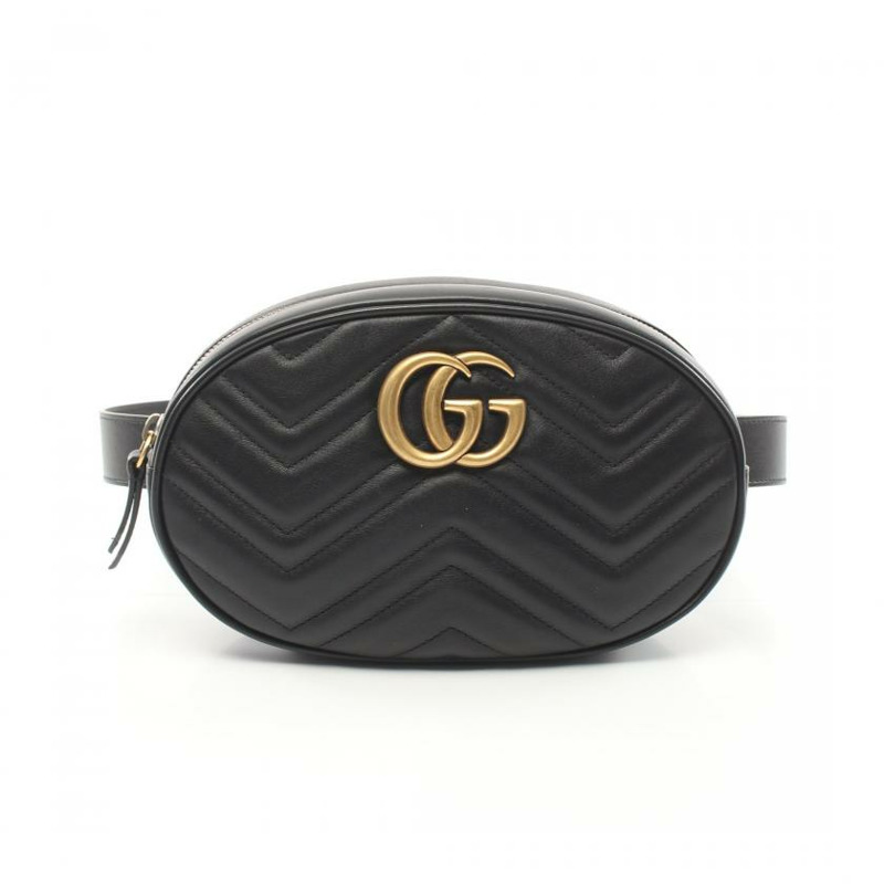【日本直送】 GUCCI GUCCI GG Marmont 隨身包 腰包 真皮 黑色-0
