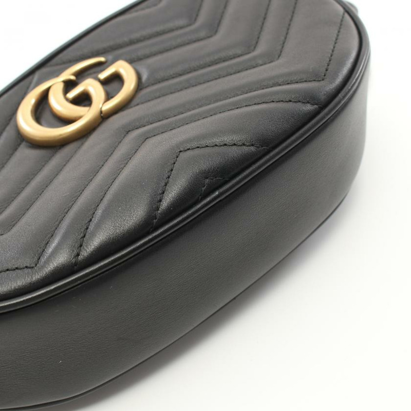 【日本直送】 GUCCI GUCCI GG Marmont 隨身包 腰包 真皮 黑色-6