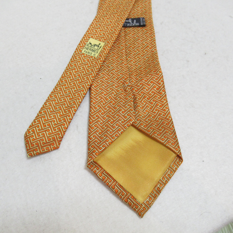 【日本直送】HERMES 領帶 絲綢領帶 橘色 二手 男士-2