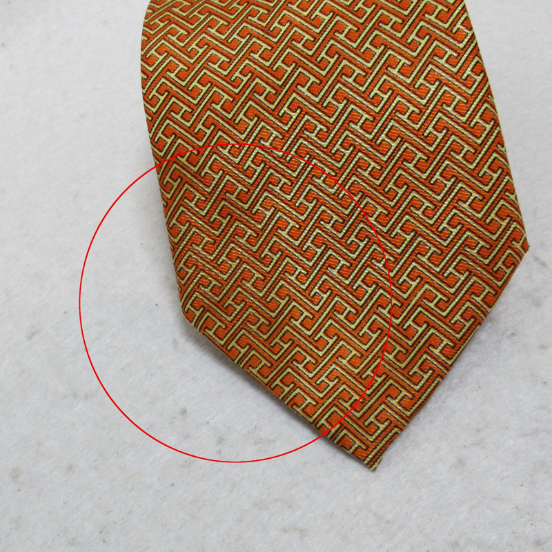 【日本直送】HERMES 領帶 絲綢領帶 橘色 二手 男士-5