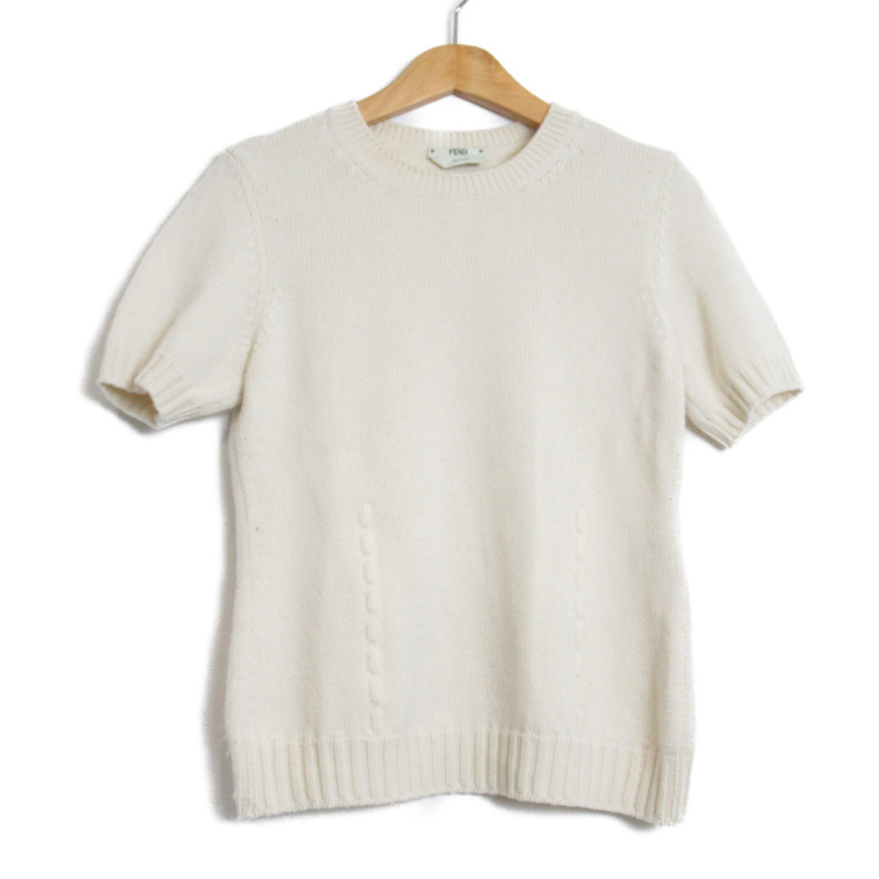 【日本直送】FENDI 針織短袖針織衫羊絨白色二手女用尺寸 40-0