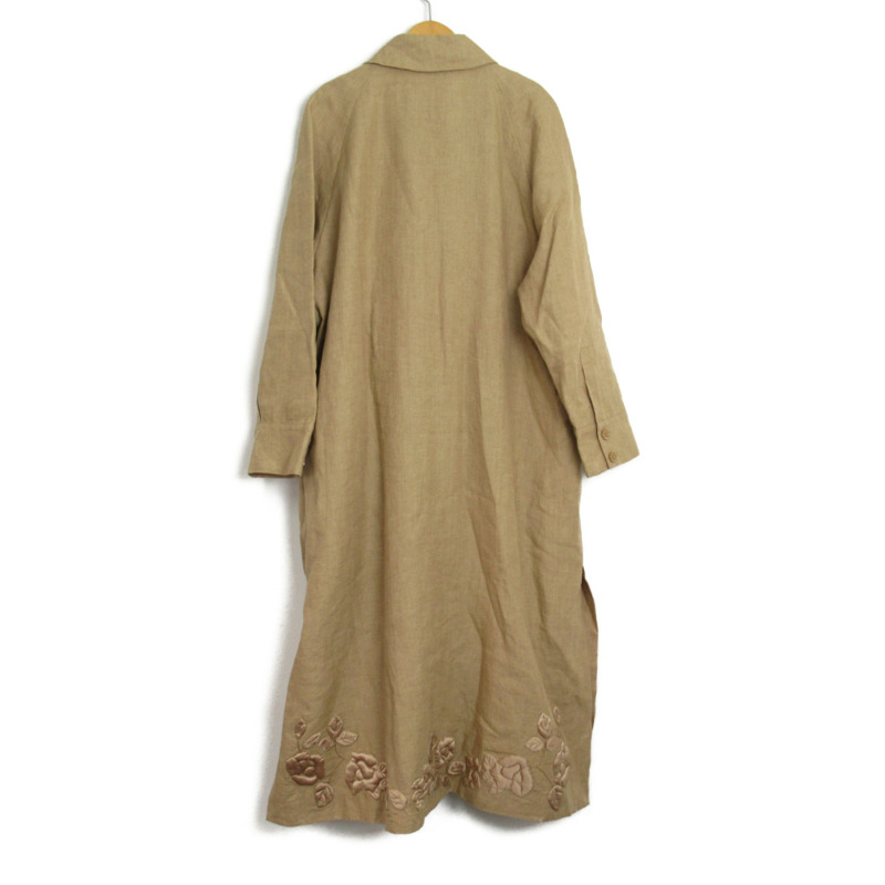 【日本直送】FENDI 刺繡花亞麻棕色二手女式外套 #38-1