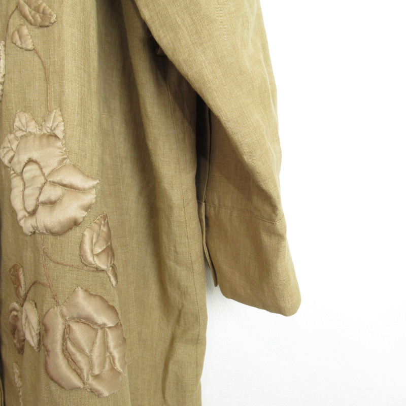 【日本直送】FENDI 刺繡花亞麻棕色二手女式外套 #38-3