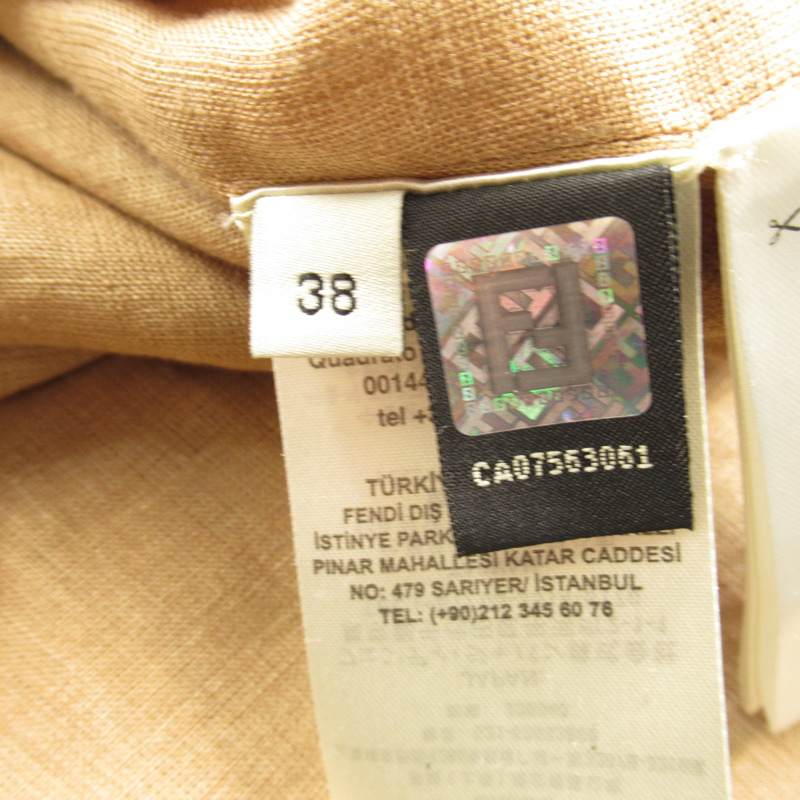 【日本直送】FENDI 刺繡花亞麻棕色二手女式外套 #38-5