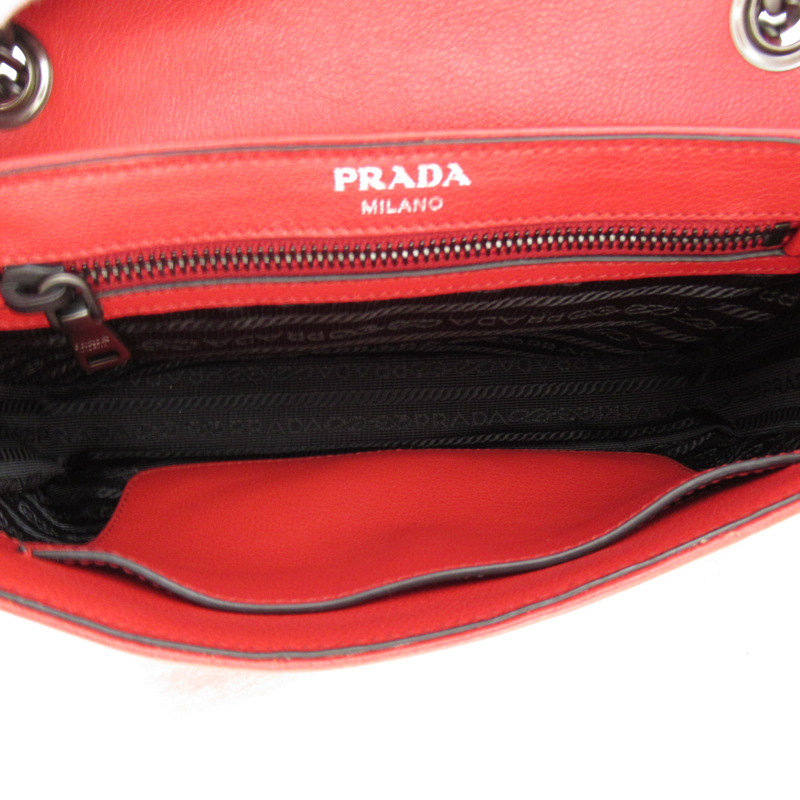 【日本直送】PRADA 鏈條單肩包 1BD147 皮革 紅色 二手女式-5