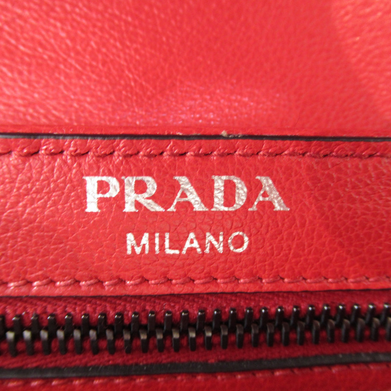 【日本直送】PRADA 鏈條單肩包 1BD147 皮革 紅色 二手女式-6
