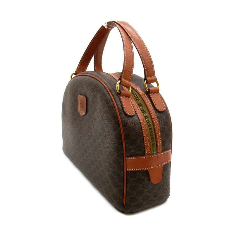 【日本直送】CELINE 圓形拉鍊波士頓手提包 PVC 塗層帆布皮革棕色二手女式-2