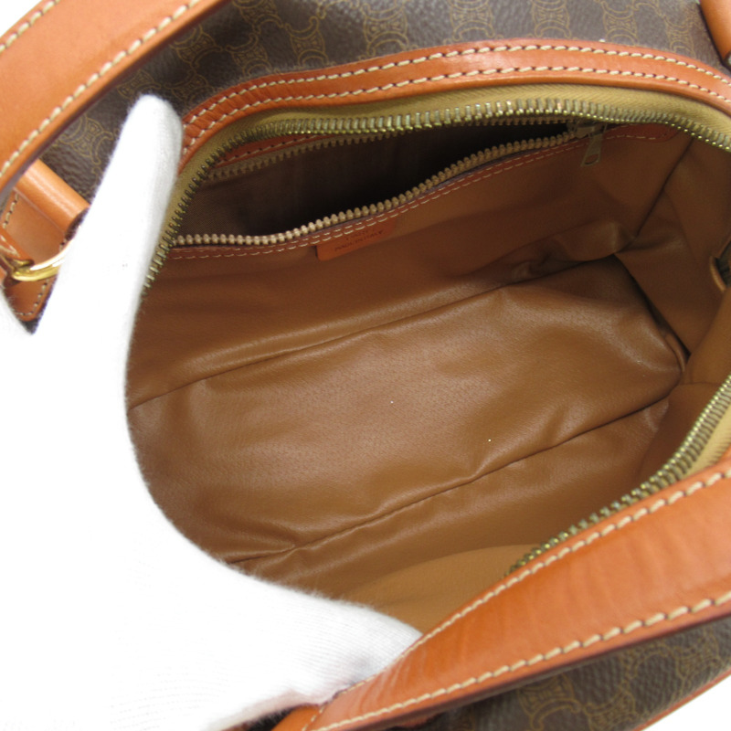 【日本直送】CELINE 圓形拉鍊波士頓手提包 PVC 塗層帆布皮革棕色二手女式-4