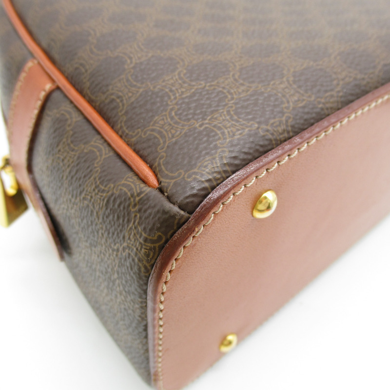 【日本直送】CELINE 圓形拉鍊波士頓手提包 PVC 塗層帆布皮革棕色二手女式-7