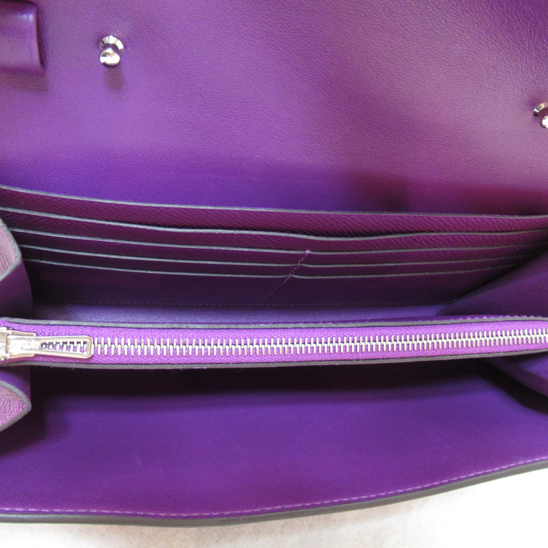 【日本直送】HERMES Constance to go 皮夾 雙折皮夾 Epsom 皮革 紫銀蓮花 二手-4