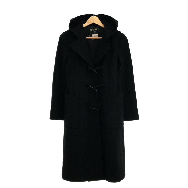 【日本直送】CHANEL 粗呢大衣 06A #36 斗篷 P298341V19402 羊毛 黑 二手-0