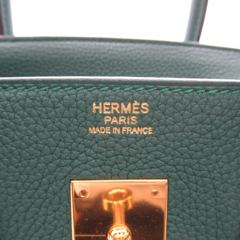【日本直送】HERMES Birkin 30 手提包 A Togo 皮革 綠色孔雀石 GHW 二手-5