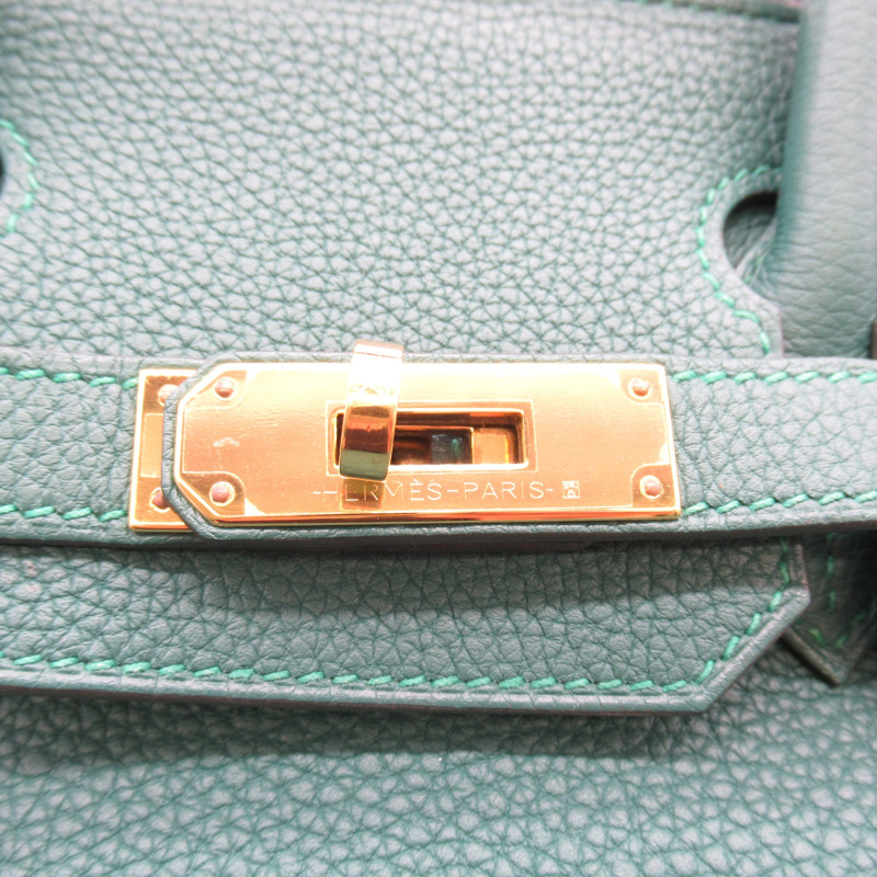 【日本直送】HERMES Birkin 30 手提包 A Togo 皮革 綠色孔雀石 GHW 二手-6