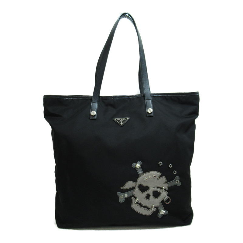 【日本直送】PRADA 手提包 手提包 尼龍 黑色骷髏 二手女式-0