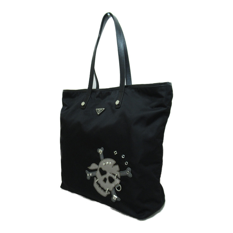 【日本直送】PRADA 手提包 手提包 尼龍 黑色骷髏 二手女式-1