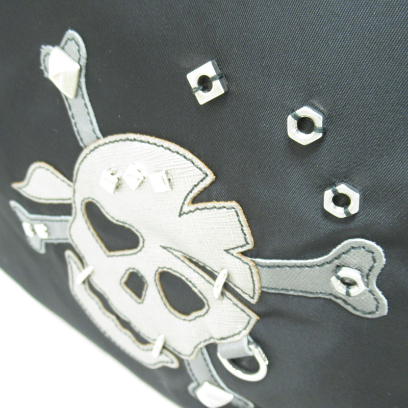 【日本直送】PRADA 手提包 手提包 尼龍 黑色骷髏 二手女式-12