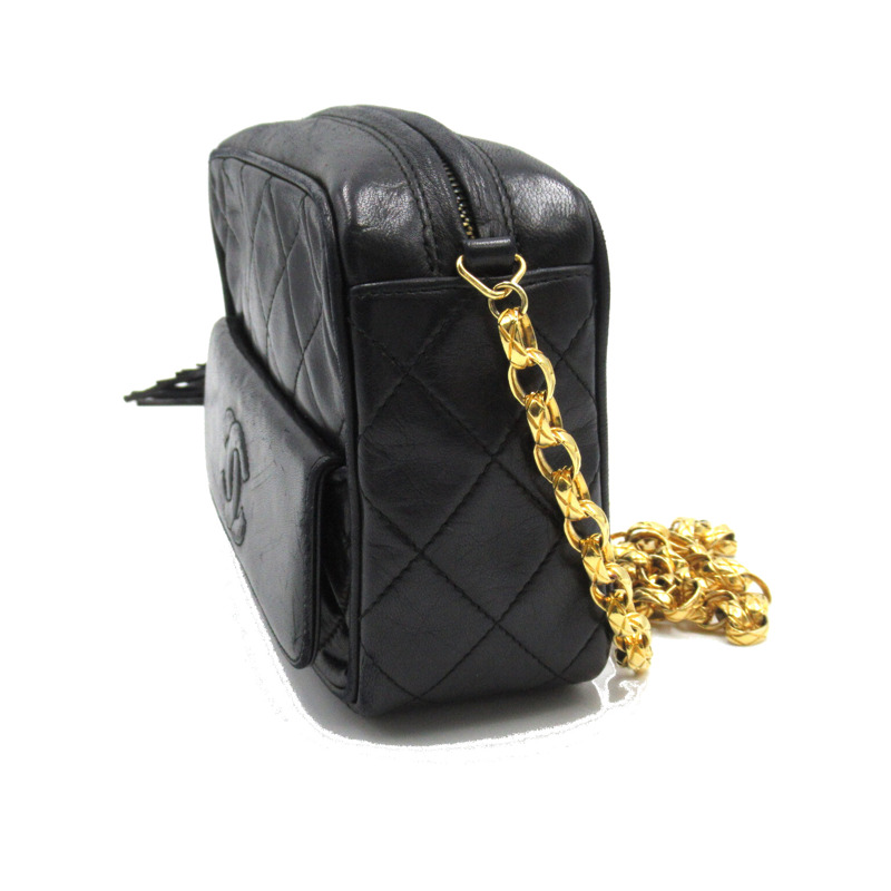 【日本直送】CHANEL 流蘇鏈條單肩包斜背流蘇小羊皮黑 GHW 二手-2