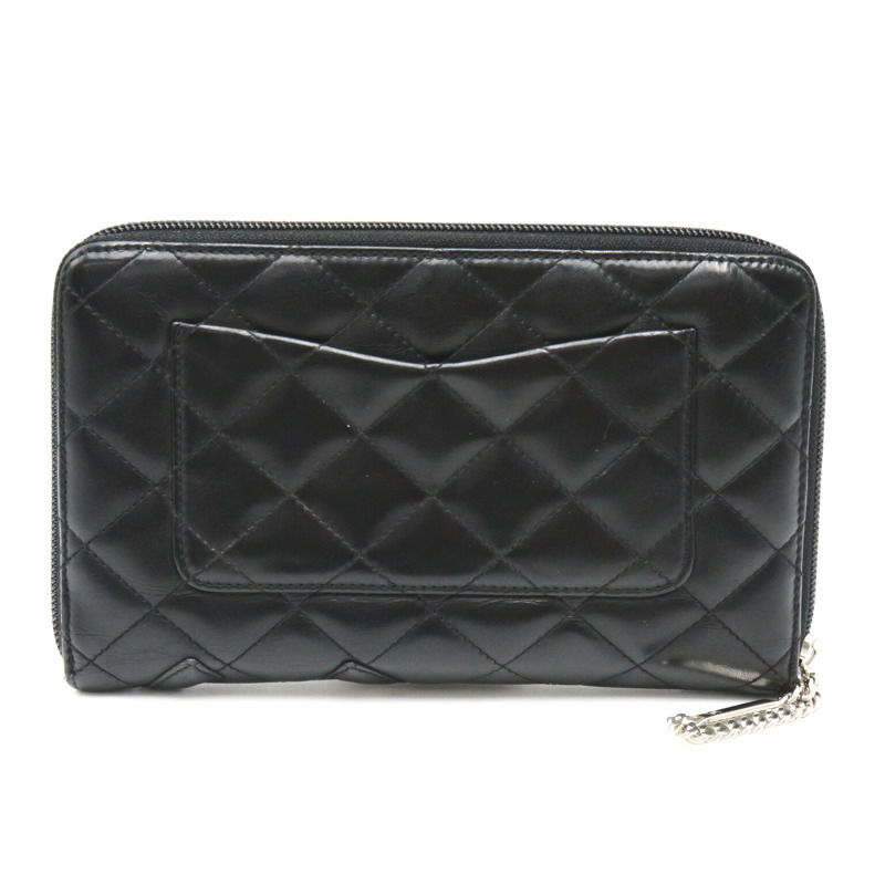 【日本直送】CHANEL Cambon Line 長拉鍊皮夾 A26710 皮革 黑色 二手 女士 CC SHW-1