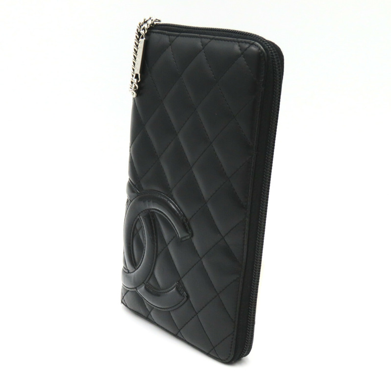 【日本直送】CHANEL Cambon Line 長拉鍊皮夾 A26710 皮革 黑色 二手 女士 CC SHW-2