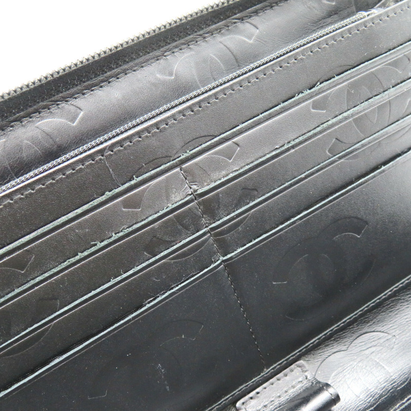 【日本直送】CHANEL Cambon Line 長拉鍊皮夾 A26710 皮革 黑色 二手 女士 CC SHW-8