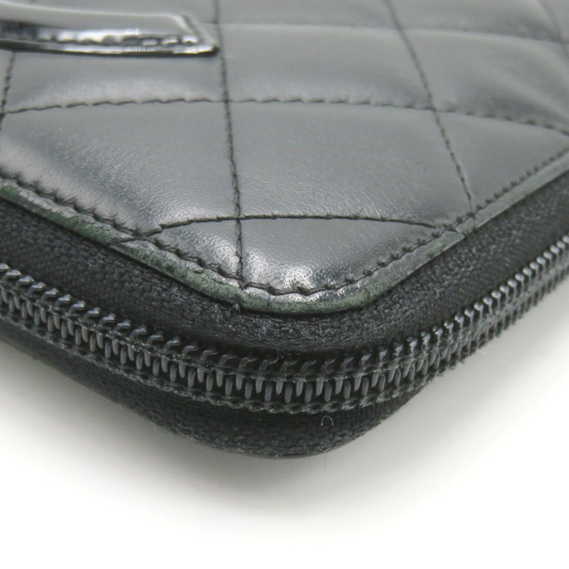 【日本直送】CHANEL Cambon Line 長拉鍊皮夾 A26710 皮革 黑色 二手 女士 CC SHW-9