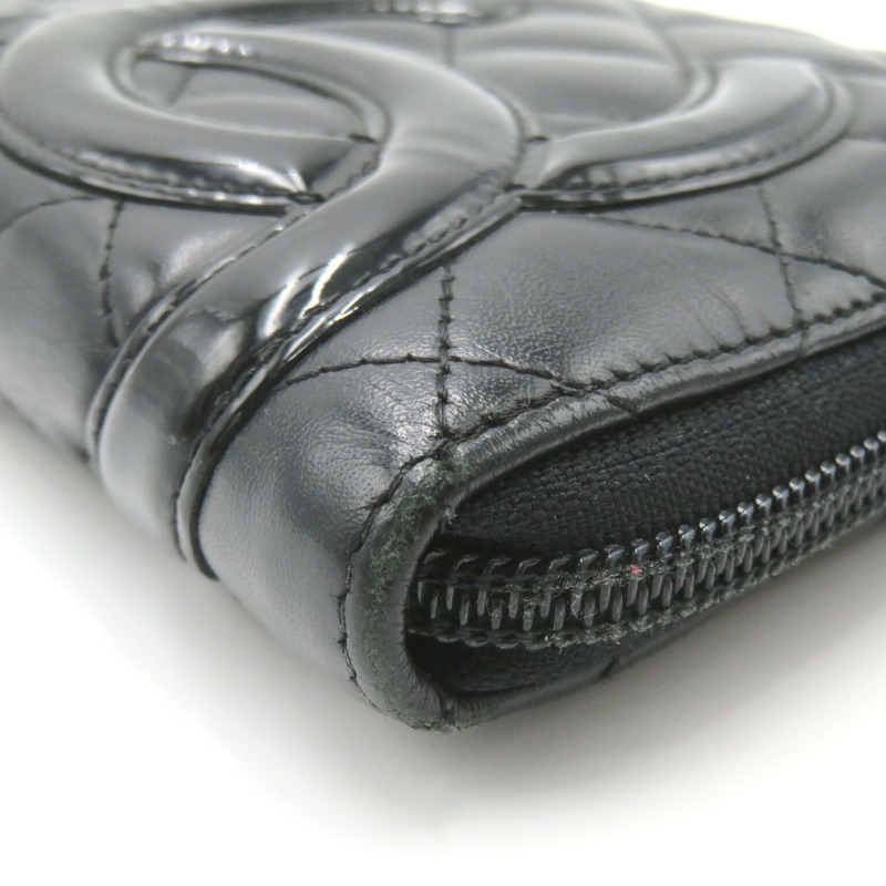 【日本直送】CHANEL Cambon Line 長拉鍊皮夾 A26710 皮革 黑色 二手 女士 CC SHW-10