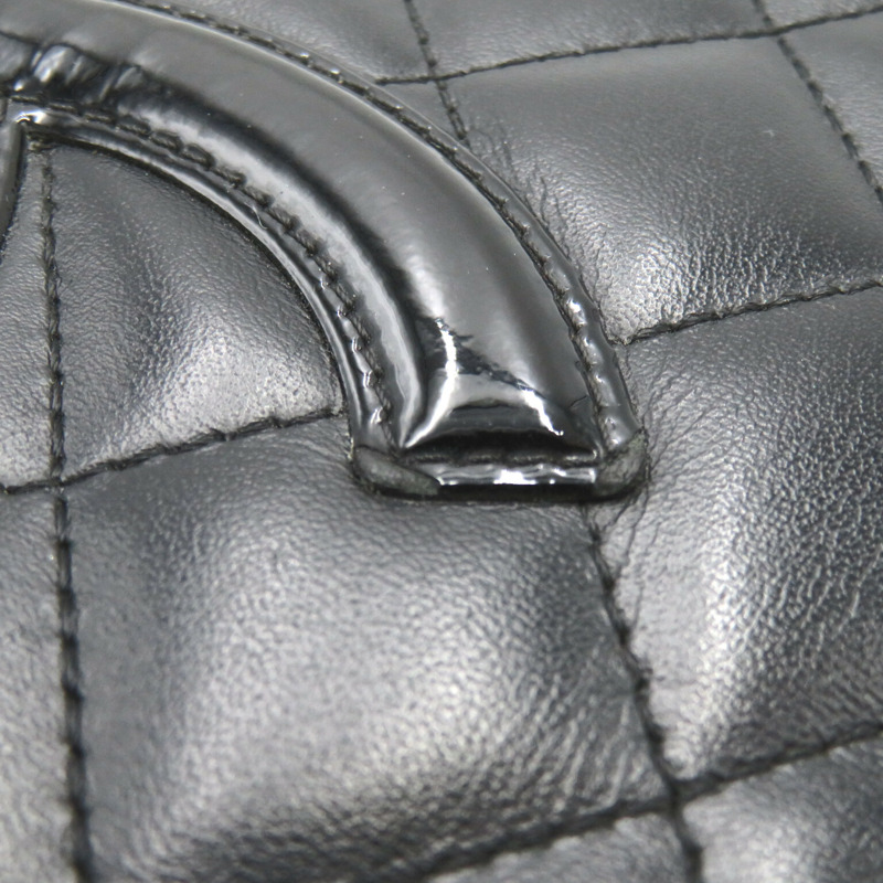 【日本直送】CHANEL Cambon Line 長拉鍊皮夾 A26710 皮革 黑色 二手 女士 CC SHW-11