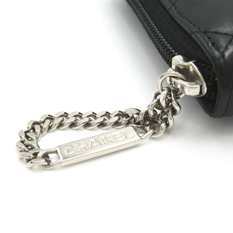 【日本直送】CHANEL Cambon Line 長拉鍊皮夾 A26710 皮革 黑色 二手 女士 CC SHW-13