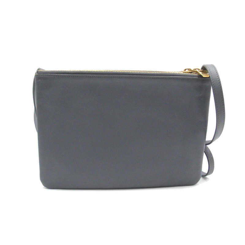 【日本直送】CELINE Trio 肩斜背包皮夾 S-AT-3168 皮革 灰色 二手-1