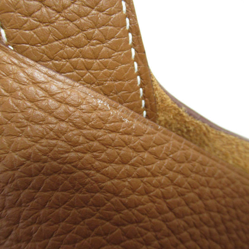 【日本直送】HERMES Picotin Lock 中型手袋 Clemence 皮革棕色金色二手女款 Y GHW-11