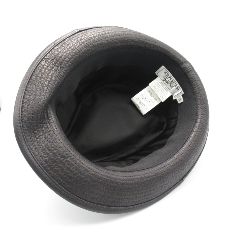 【日本直送】HERMES 帽子 帽子 皮革 黑色 二手 男女通用-3