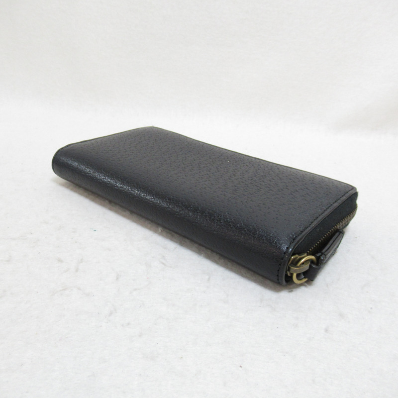 【日本直送】GUCCI Animalier 圓長皮夾皮夾 523667 皮革黑色二手男女通用-3