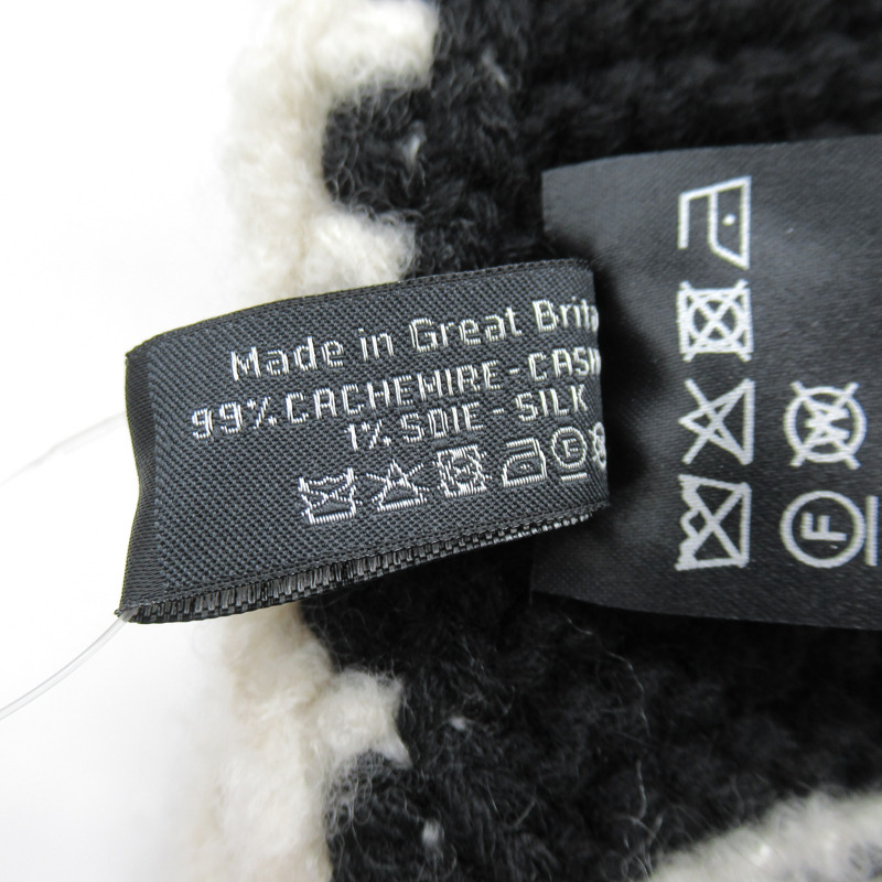 【日本直送】CHANEL 圍巾披肩羊絨黑白色二手可可-2